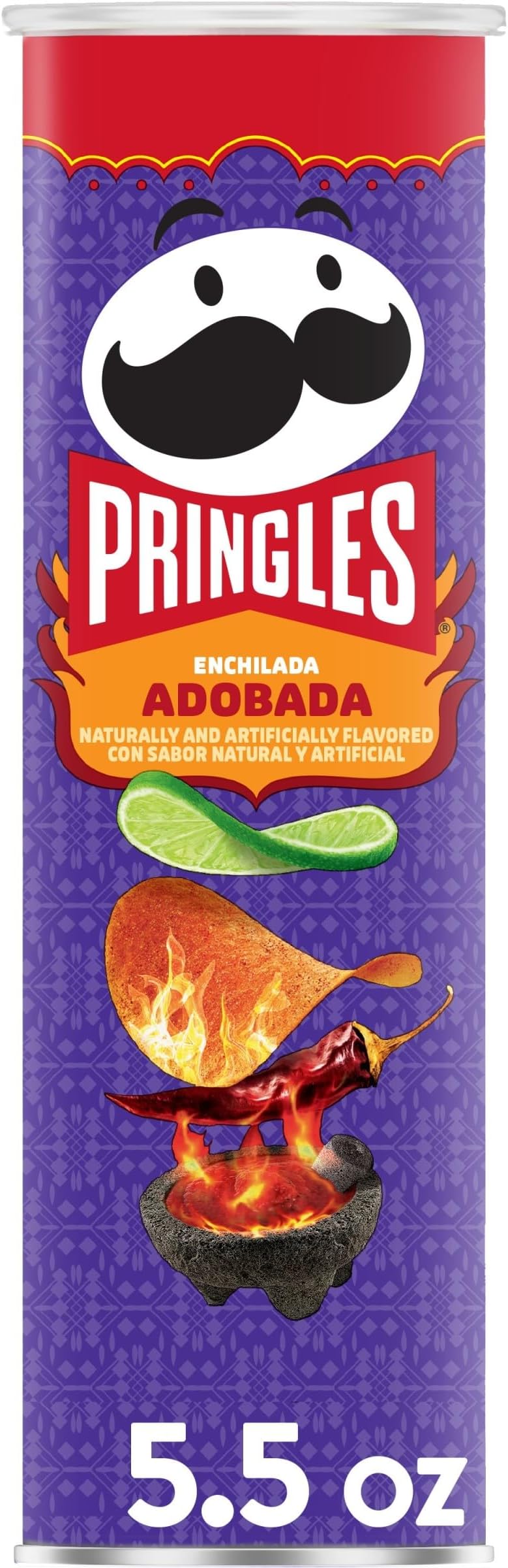 Potato Crisps, Lunch Snacks, On-the-Go Snack, Enchilada Adobada, 5.5oz Can (1 Can)