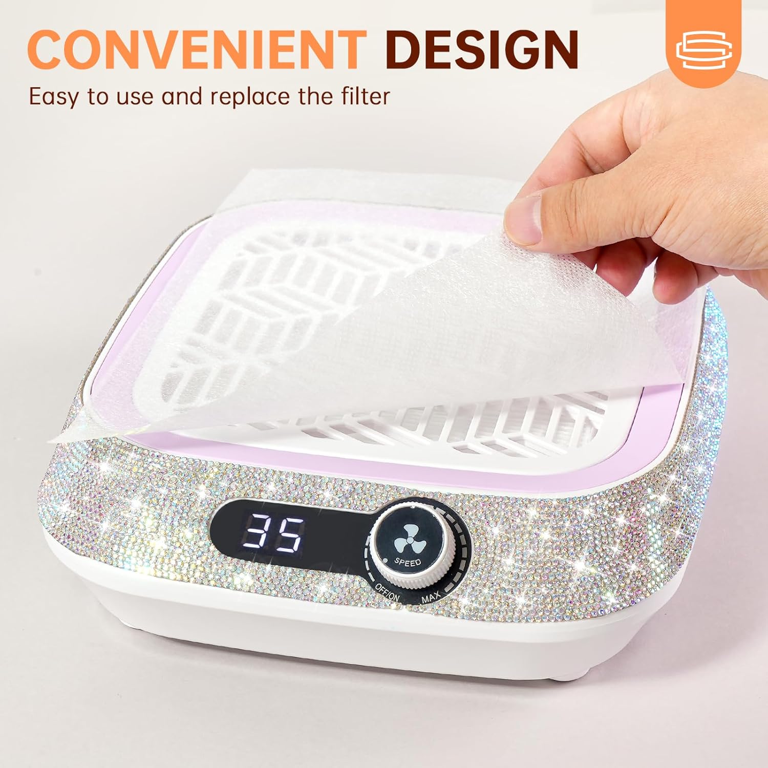 Nail Dust Collector, Professional Dust Collector Nail Tech, Powerful 3500 RPM Vacuum Fan Vent Dust Collector Extractor Dust Suction Machine for Acrylic Nails Polishing, Salon&Home