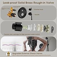 Vista 5 de Cabezal de ducha de lluvia con rociador de mano, sistema de ducha de lluvia con válvula de inserción, juego de grifo de ducha con válvula