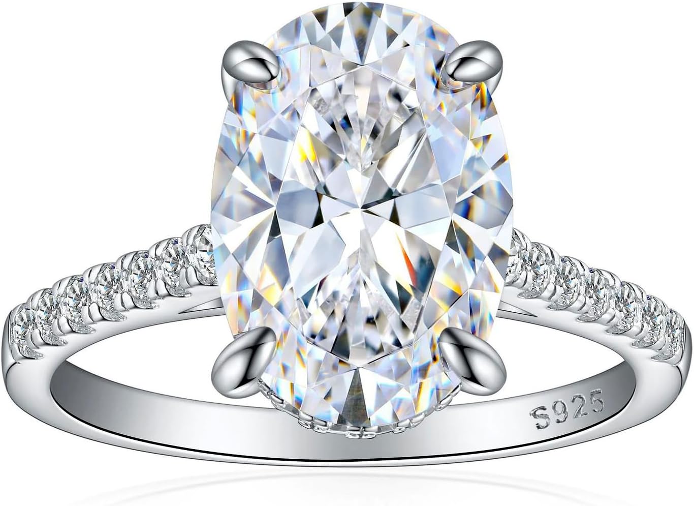 Super Flash 6 ct 9x13MM Oval Moissanite Ring Women Gift - Laboratory Diamonds S925 Silver Eternity Band Wedding Jewelr