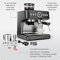Vista 7 de Chefman Crema Deluxe - Máquina de café expreso con doble caldera, utiliza espumador de leche y café espresso simultáneamente, cafetera profesional