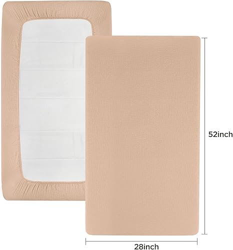 Miniatura 3 de UBBCARE Sábanas de muselina para cuna, para niños y niñas, 28 x 52 pulgadas, de algodón, para colchones estándar para cuna y niños pequeños, sábanas