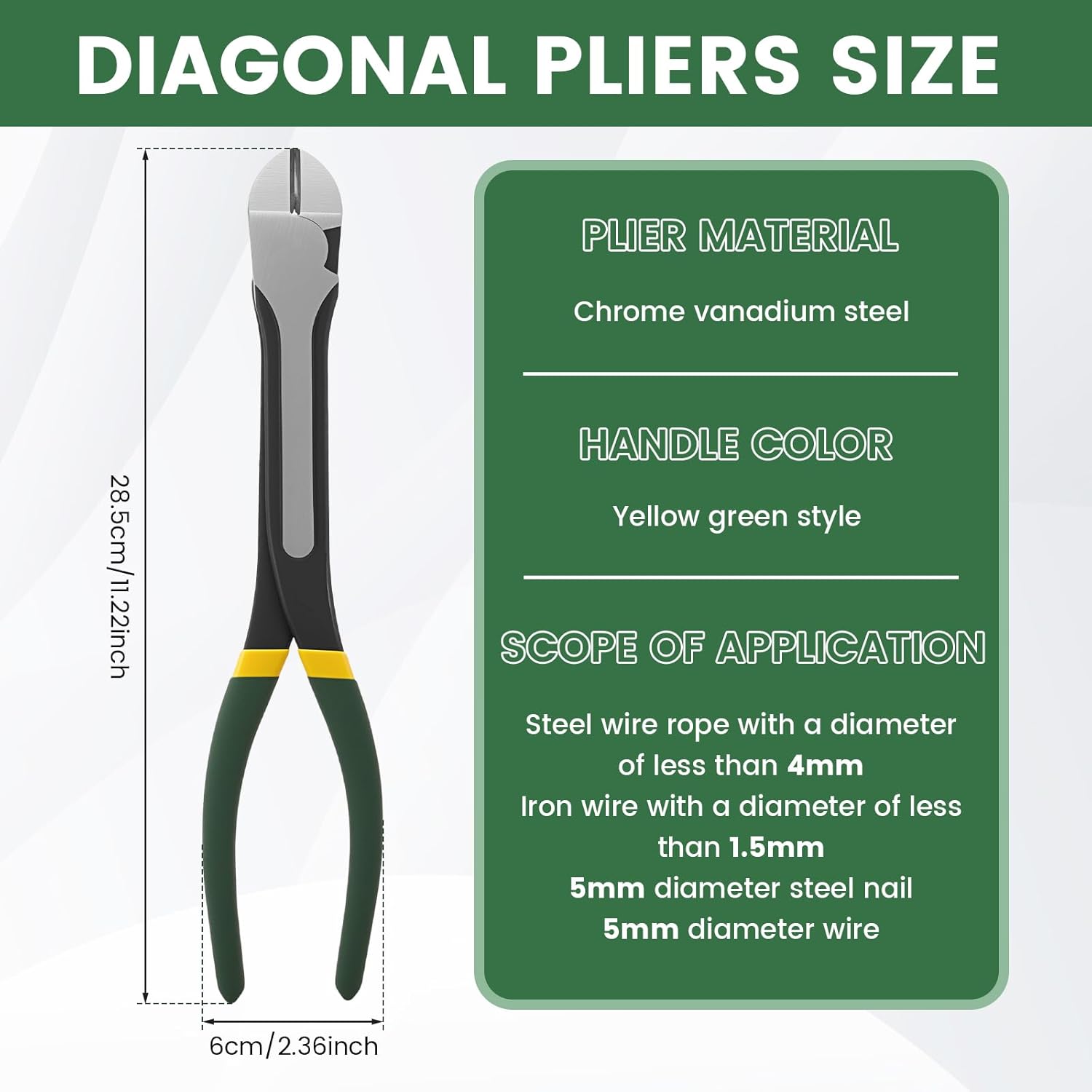 11inch Extended Reach Diagonal Cutting Pliers, Heavy-Duty Long Cutter Tool CRV Steel for Wires, Fishing Line, and More