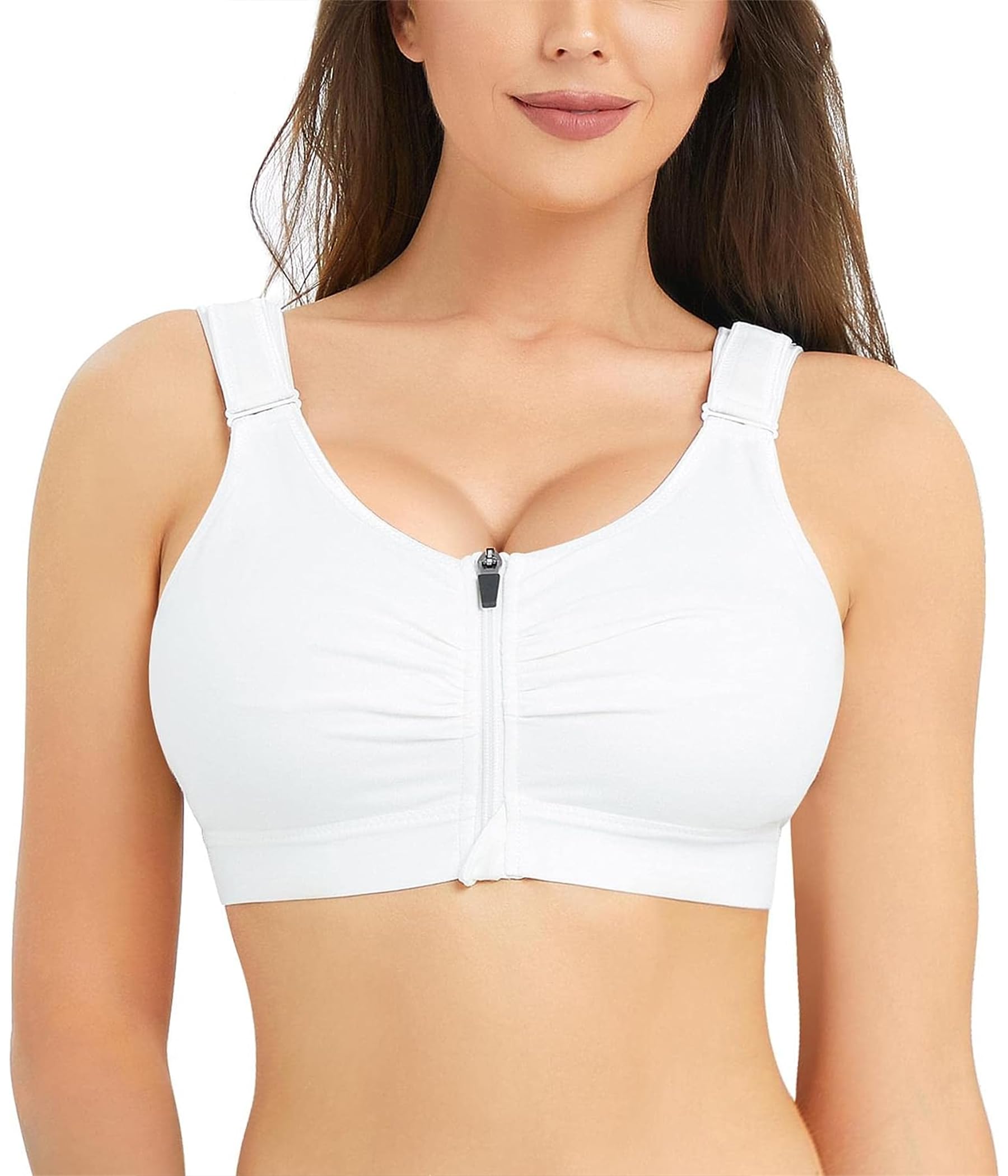 BRABIC Zip Front Closure Everyday Bra for Women Post Surgery Compression Support with Adjustable