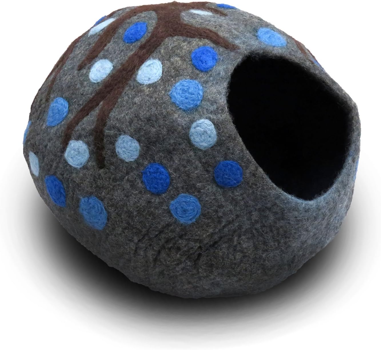 Wool Cat Cave Bed - Eco Kitty Cave - eco Friendly, fair Trade, Handmade, Organic Cat Hideout - 20" Extra Large (X-Large, True Blue)
