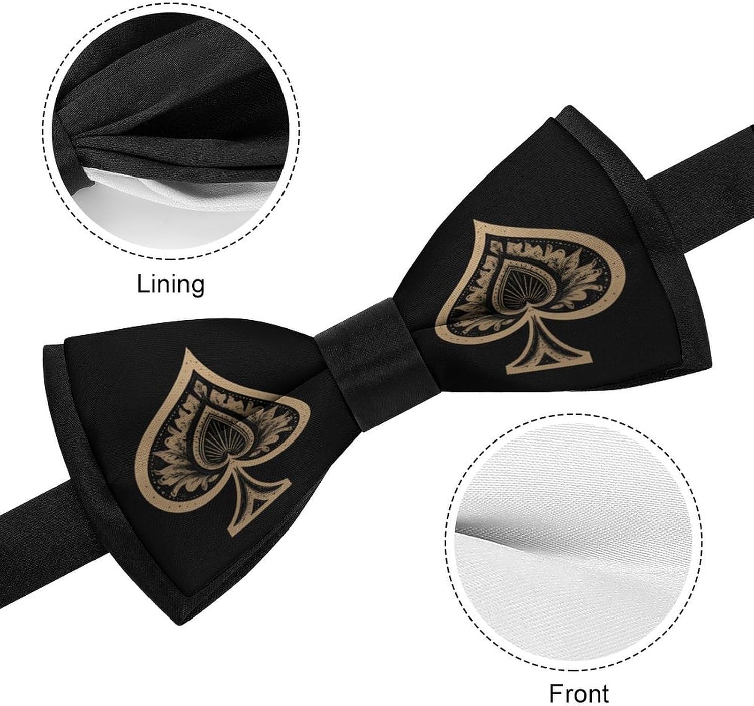 Acespades Poker Card Novelty Men's Bow Tie Pre-tied Adjustable Bowtie Accessories for Wedding Party