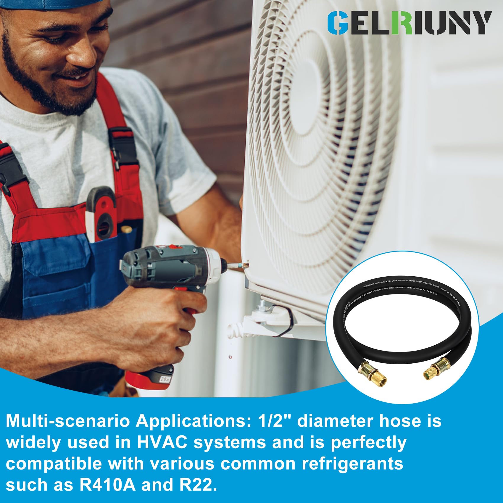 Manguera de vacío HVAC mejorada de 1/2 pulgada, manguera de refrigerante certificada por vacío de alto flujo, 1/2 x 3/8 pulgadas, aspiradora de 20 micras, evacuación y recuperación más rápida de HVAC