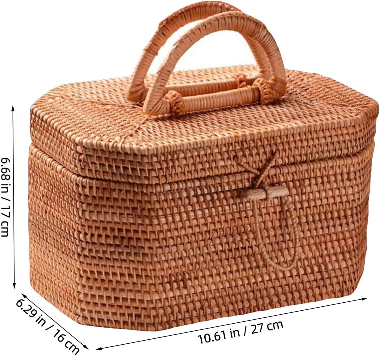 Baluue 越南製 ブル籐編 軽量多用途収納かご 手提げ式ピク 用雑貨入れ で美しいデ 家用収納ボックス