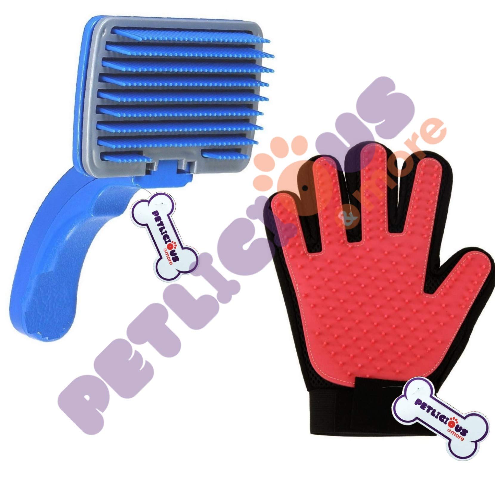 Petlicious & More Slicker Brush Pet Grooming Glove for Dogs and Cats Shedding Pet Hair Remover Glove-Massage Five Finger for Dog & Cat (Small) (B0859V6DNB) Amazon Price History, Amazon Price Tracker