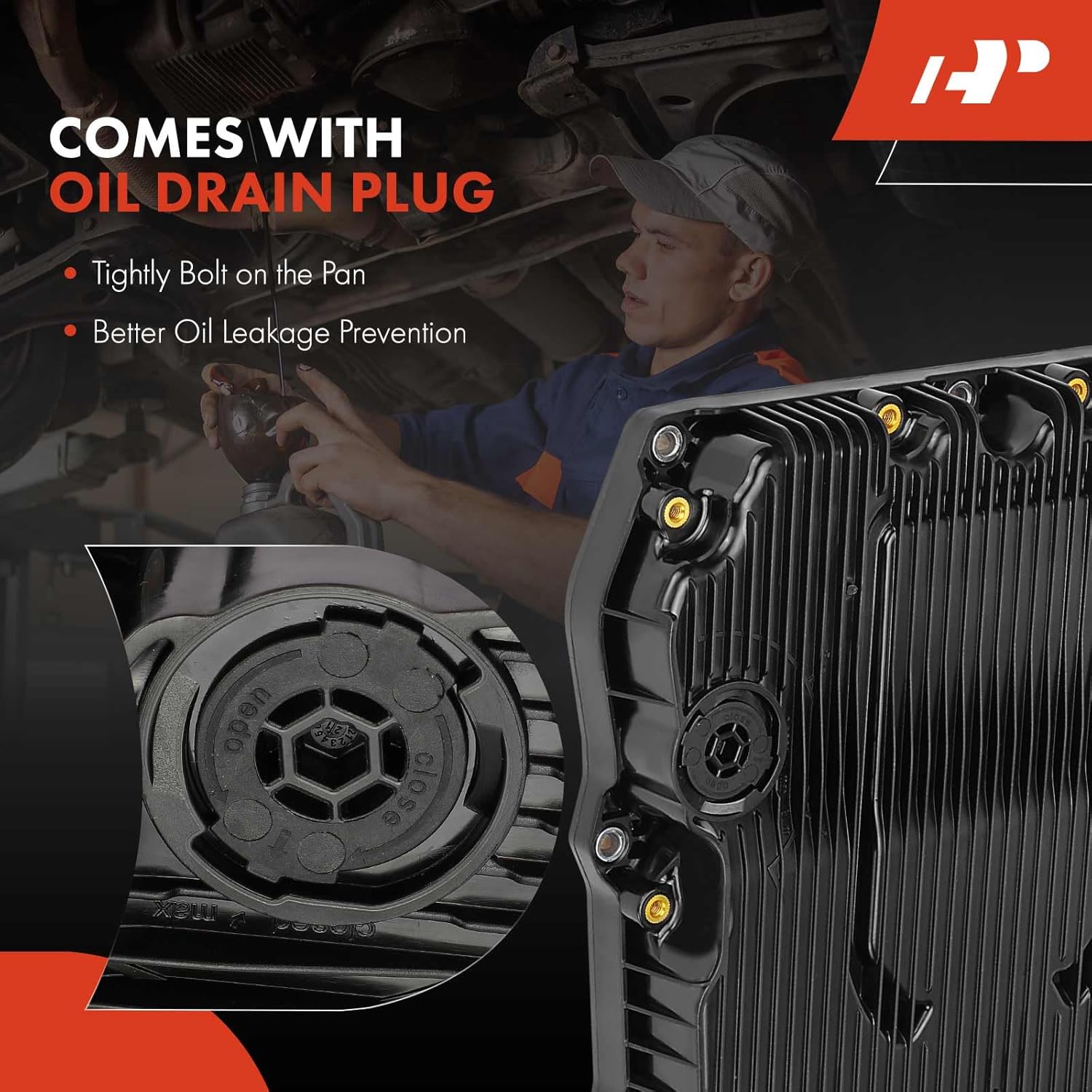 A-Premium Transmission Oil Pan Sump with Drain Plug Compatible with Mercedes-Benz C300, C350e, C43 AMG, C63 AMG, C63 AMG S, CLS400, CLS550, CLS63 AMG S, E300, E400, E43 AMG, GLC300, GLC43 AMG, GLS450