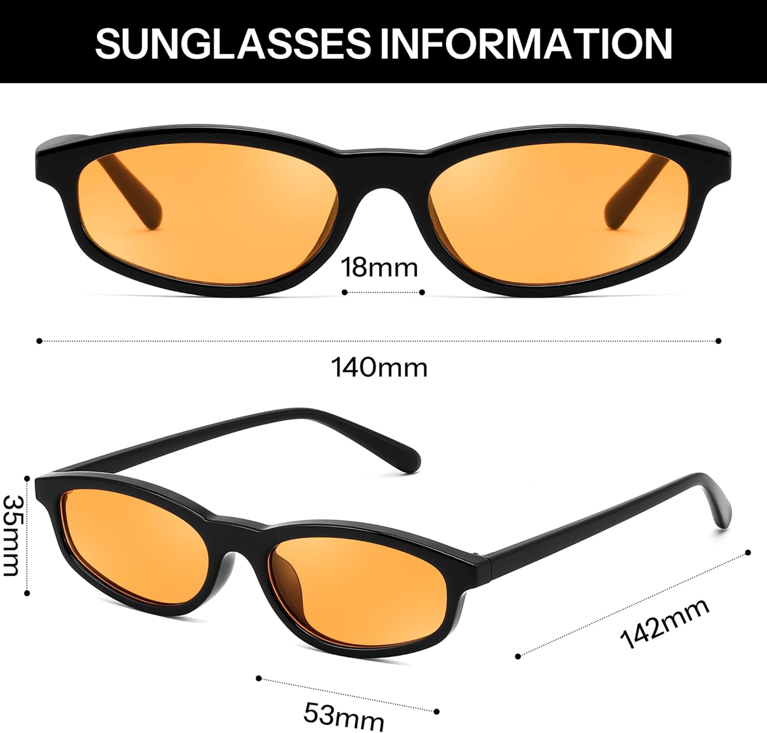 FEISEDY Small Oval Sunglasses for Women Men, Cat Eye 90s Y2k Sunnies, Lightweight Narrow Shades Trendy Glasses B9169 - Image 7