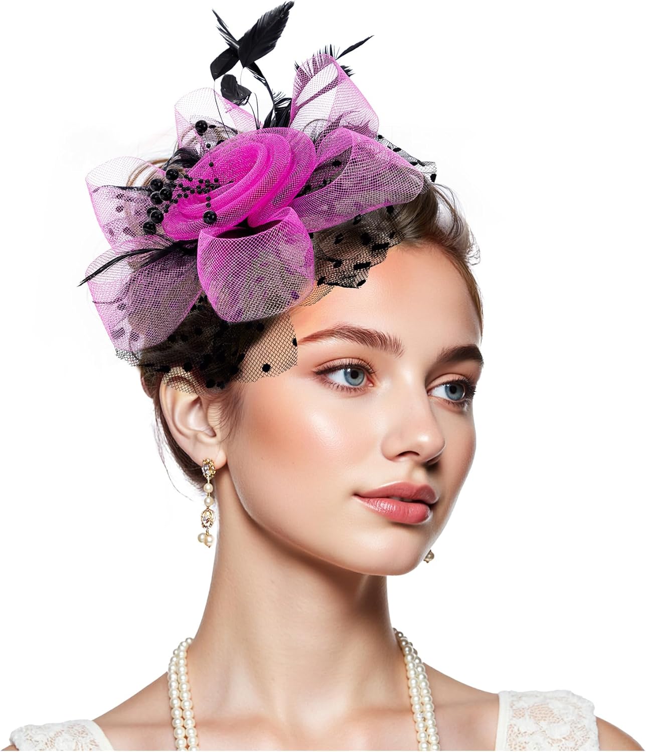 Zando 2025 Mesh Ken-Tucky Derby Fascinators Hats for Women Girls with Clip and Headband Vintage Wedding Church Tea Party