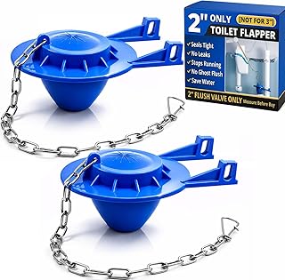 2-Inch Toilet Flapper Replacement Kit Compatible with Most Kohler, American Standard, TOTO & Standard 2″ Flush Valves, High Performance Rubber with Stainless Steel Chain, Easy Install (2 Pack, Blue)