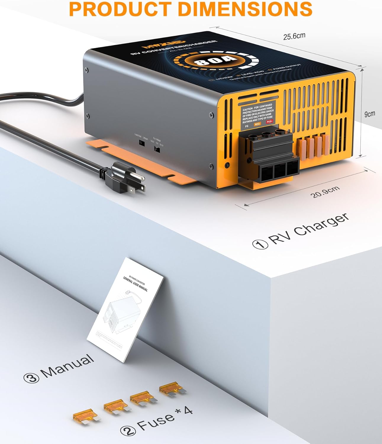 80 Amp RV Power Converter, 120V AC to 12V DC Battery Charger with Multi Smart Charging Modes,13V–16.5V Adjustable Output, RV Converter Compatible with Lithium and Lead Acid Battery