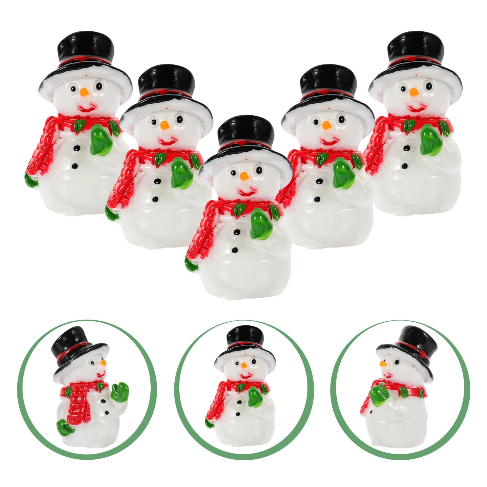 PRETYZOOM 50 Pcs Pequeño Muñeco De Nieve Decoración De La Habitación para El Dormitorio Mini Adornos De Muñeco De Nieve Adorno De Micro Muñecos De Nieve Resina Navidad Chica Bola De Nieve