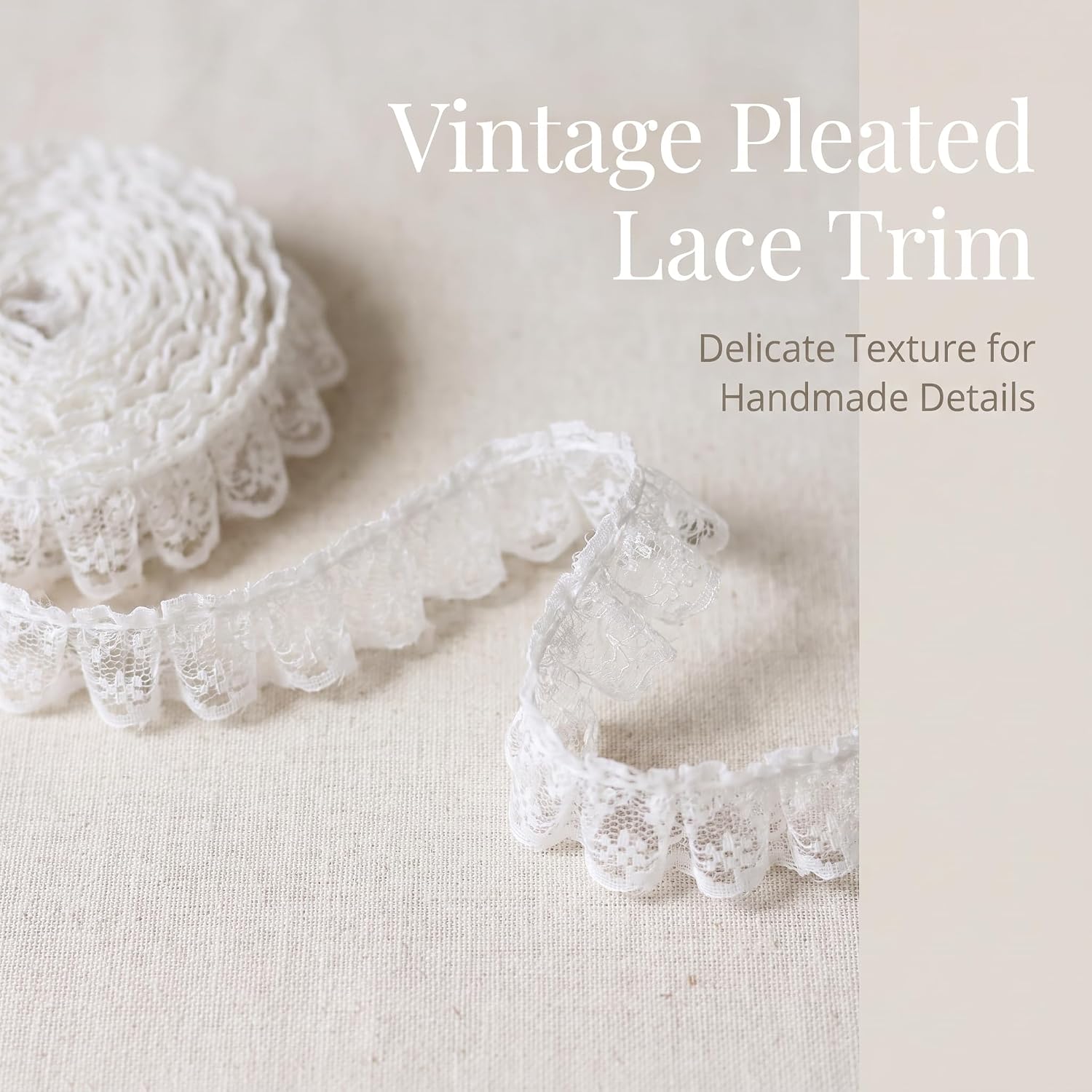 White 10 Meters Pleated Organza Lace Edge Gathered Mesh Trim Ribbon 2 cm Width Vintage Style Edging Trimmings Fabric Embroidered Applique Sewing Craft Wedding Bridal Dress Embellishment DIY Decor