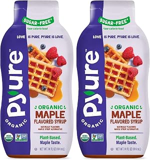 Pyure Organic Sugar-Free Maple Syrup, 2 Net Carbs, Keto Vegan Gluten-Free, Plant-Based 14oz Pack of 2