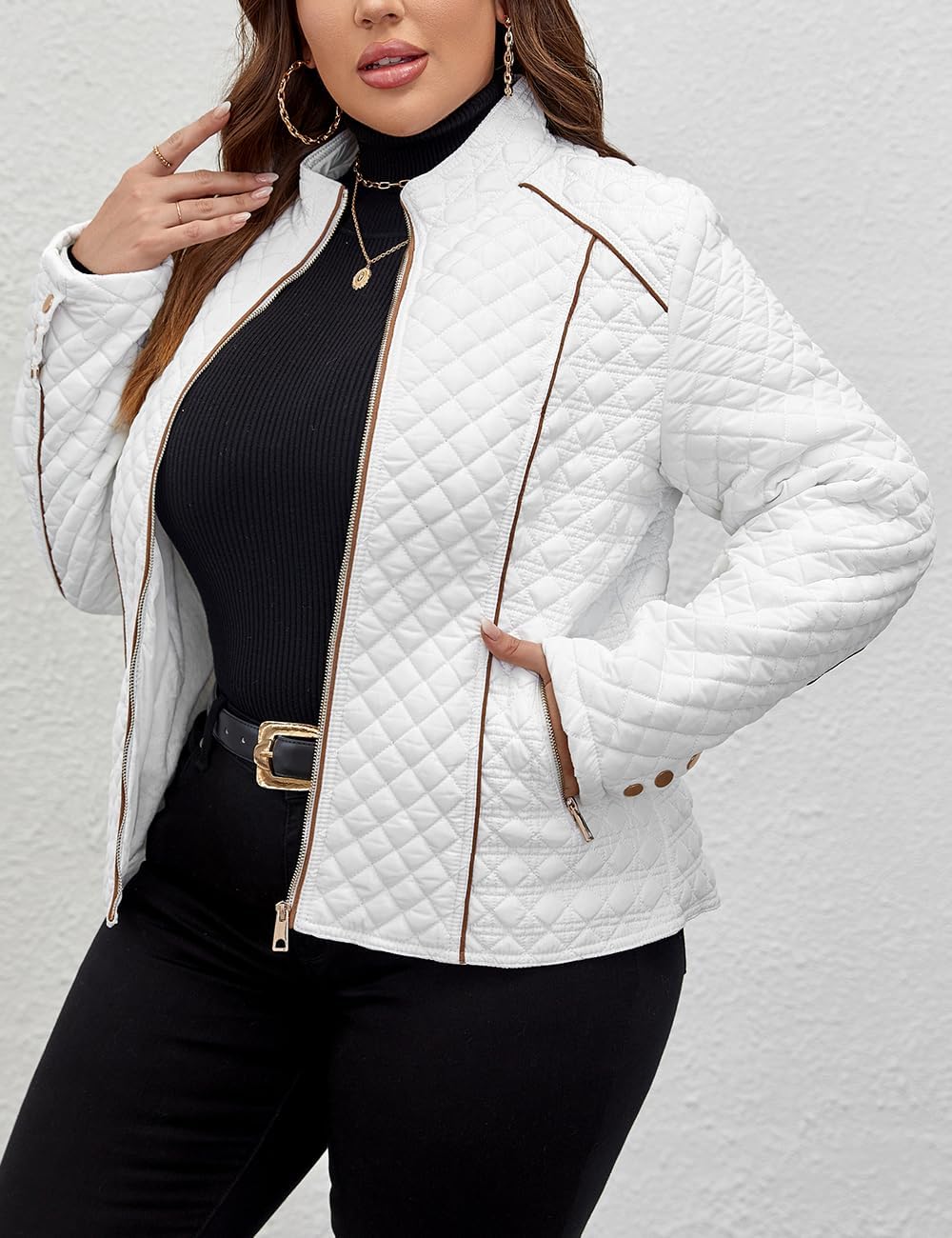 Geschallino Women's Casual Reversible Coat Plus Size Floral Print Windbreaker Lightweight Jacket with Hood - Image 2