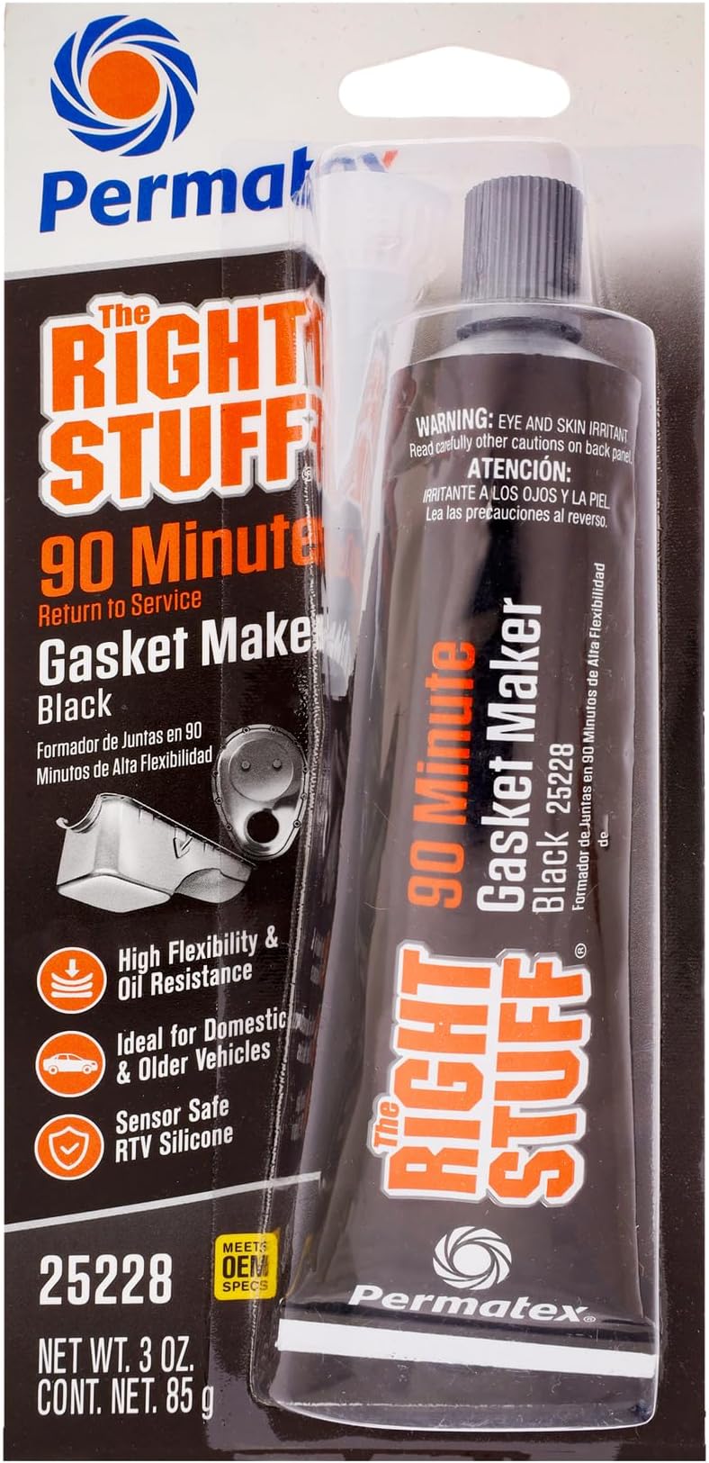 Permatex 25228 The Right Stuff 90 Minute Black Gasket Maker, 3 oz, 1 Count (Pack of 1)