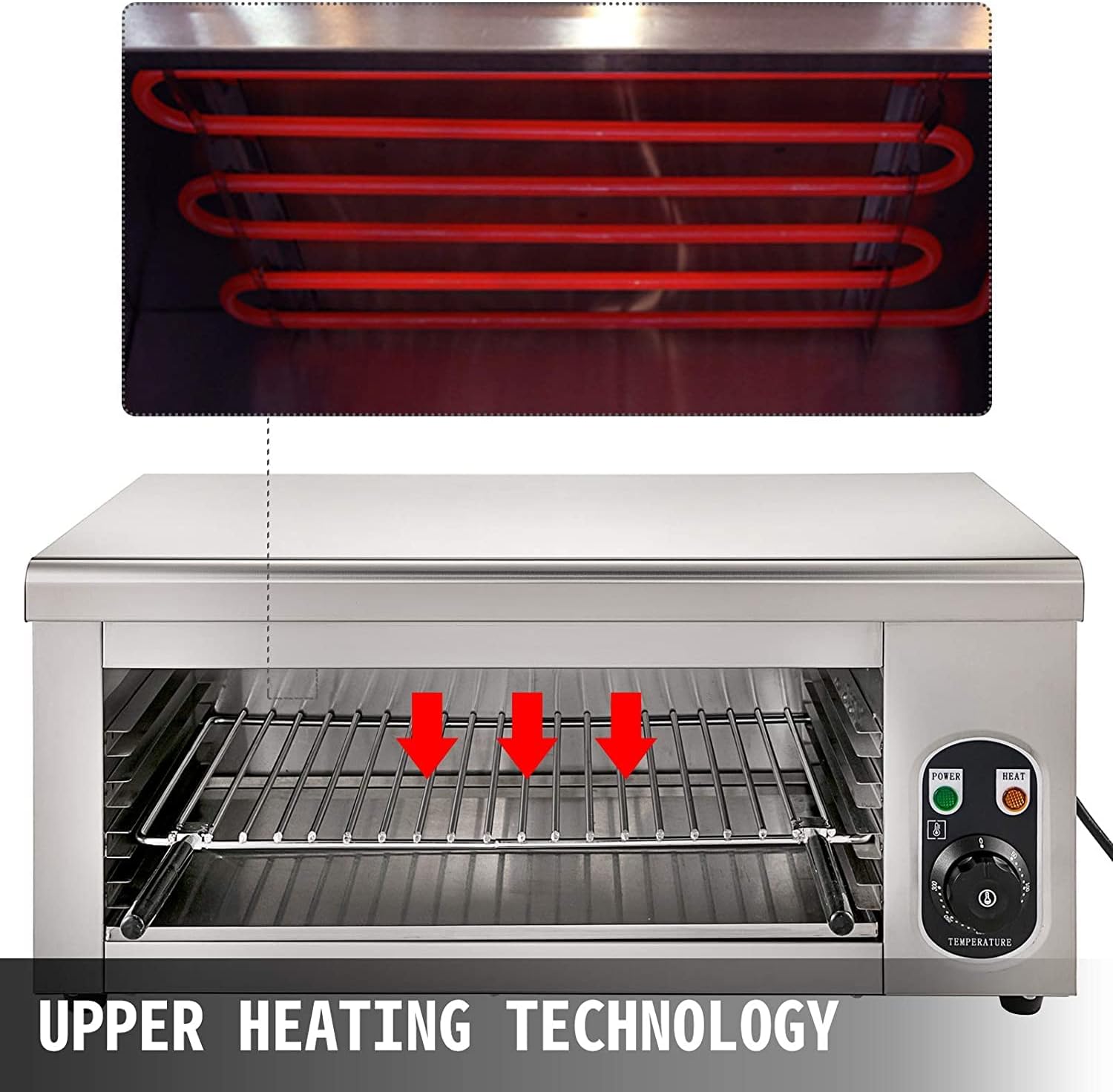 Commercial Thermostatically Controlled Electric Oven, Food Tabletop Electric Oven, Professional Electric Grilled Chicken Chop Steak Oven, Adjustable Grid Chicken Oven