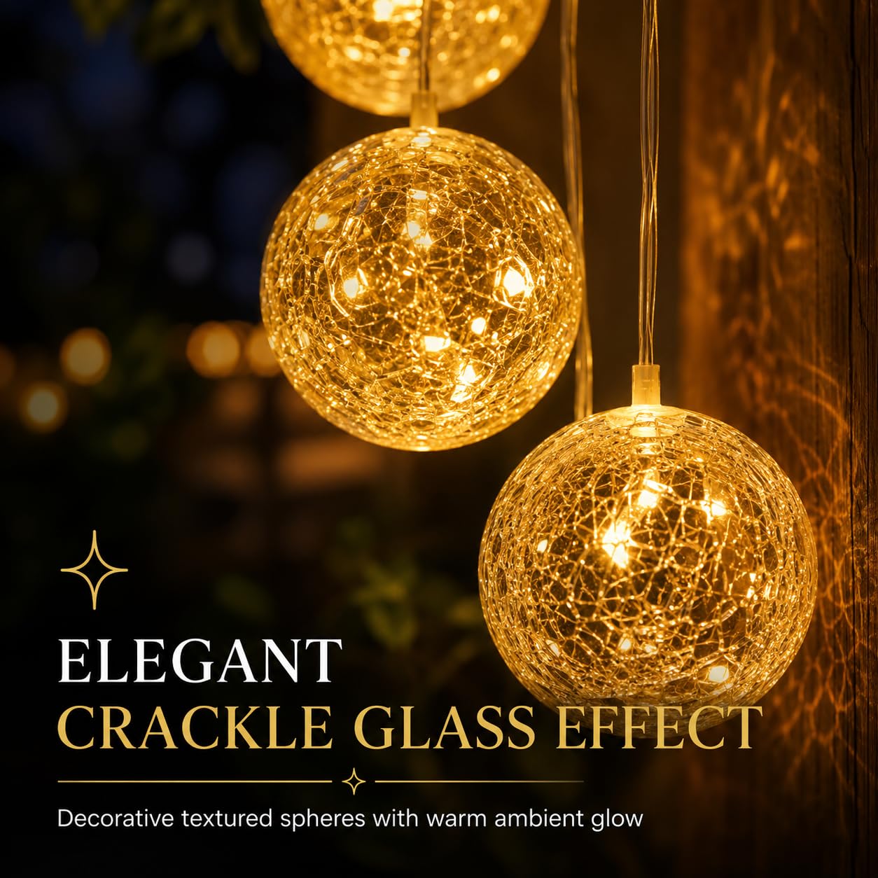 Festive Lights 73cm Solar LED Windspiel Kugeln warmweiß solarbetriebene Outdoor Laterne zum Aufhängen hängend Solar Gartenleuchten für Außen Gartenbeleuchtung draussen Windspiele für Draußen
