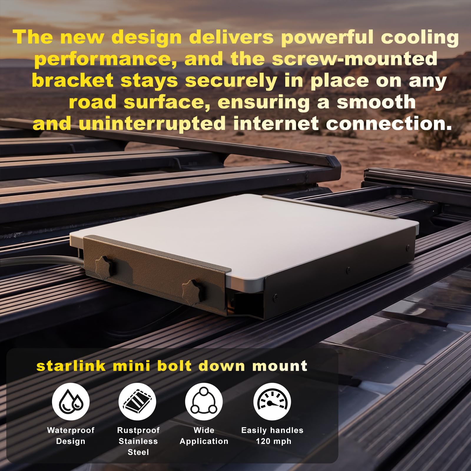 Starlink Mini Permanent Roof Mount, Heavy Duty Bolt-On Fixed Car Mount, Stable in High Speed & Off-Road, Non-Magnetic Screw Bracket Solution for RV, Van, Truck, Boat - 3