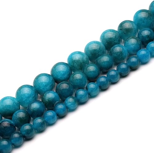 Vista 3 de Youngbling Cuentas de piedra natural para hacer joyería, cuentas de apatita azul pulida redondas de 0.315 pulgadas (8 mm), cuentas de piedra