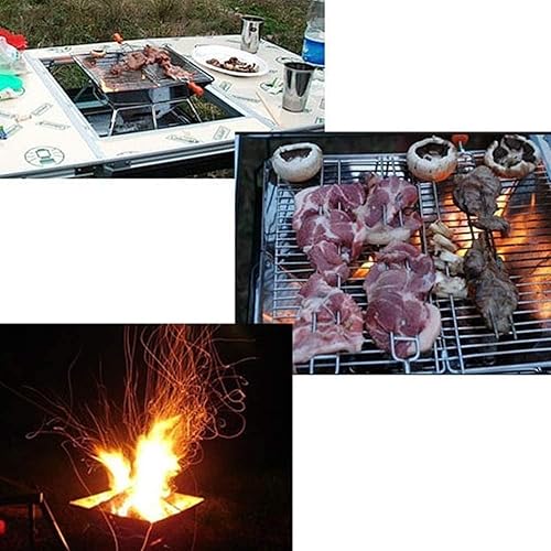 Miniatura 5 de Parrilla de carbón para barbacoa de acero inoxidable al aire libre Parrilla de carbón portátil plegable para acampar Parrilla de carbón portátil