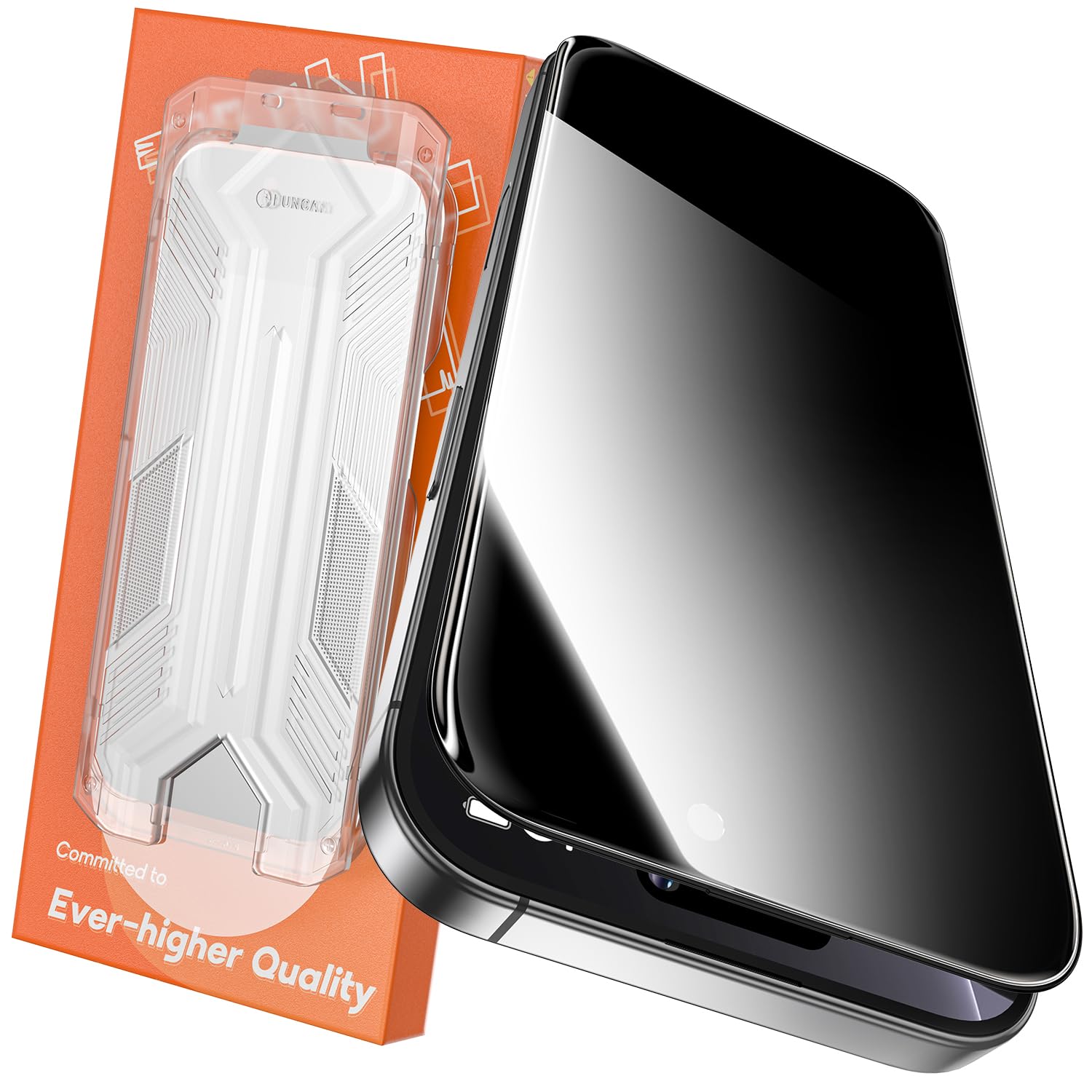 360° privacy screen protector for iphone 16/15,full coverage 9h+ hardness tempered glass easy installation anti spy private bubble-free