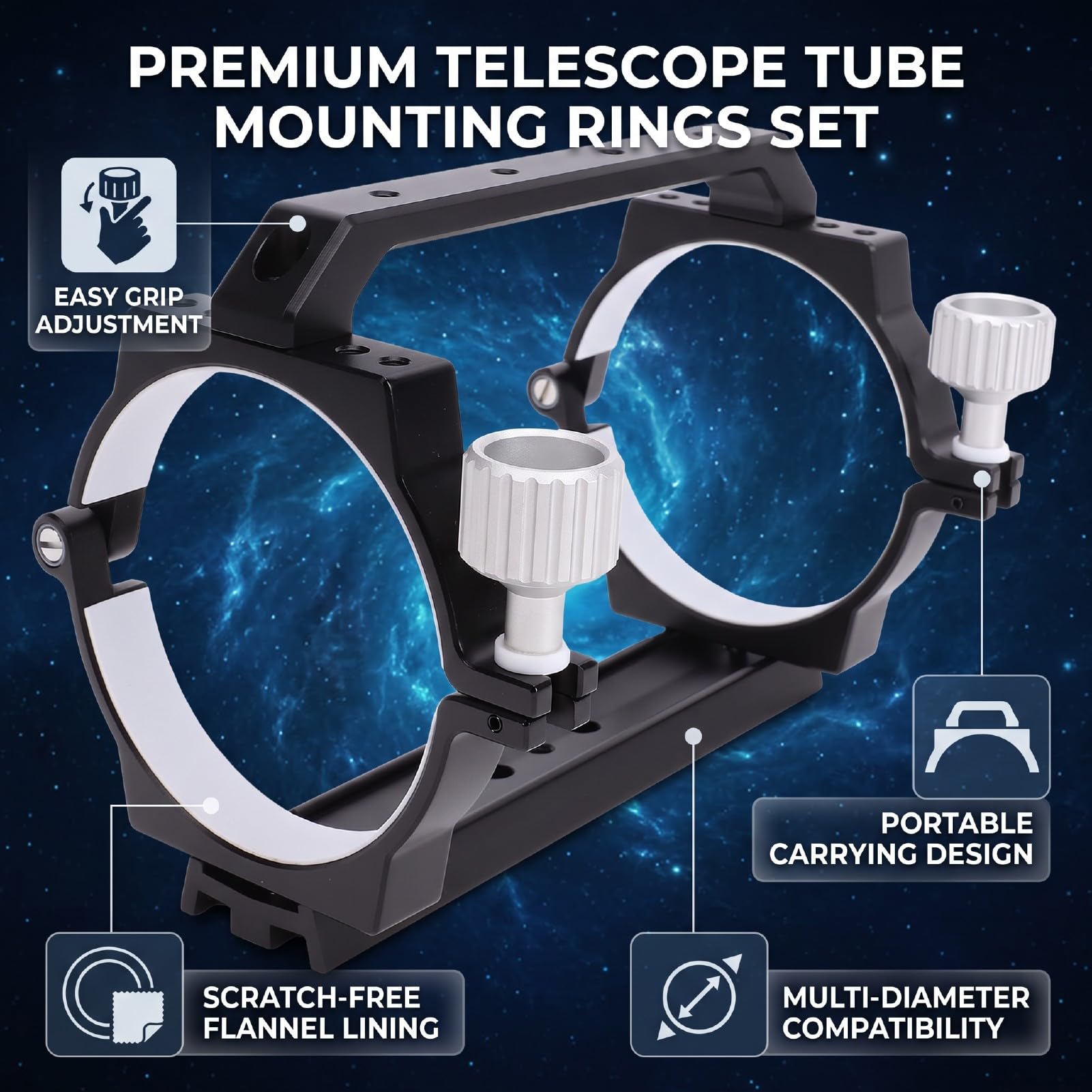Sxhlseller Abrazadera para Tubo de Telescopio con Anillo de Fijación de