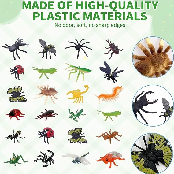 24PCS MiniBeasts Collection, Educational Insect Models, Detailed Bug Replicas, Nature Study Specimens, Miniature Insects, Science Learning Materials