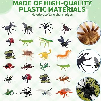 24PCS MiniBeasts Collection, Educational Insect Models, Detailed Bug Replicas, Nature Study Specimens, Miniature Insects, Science Learning Materials