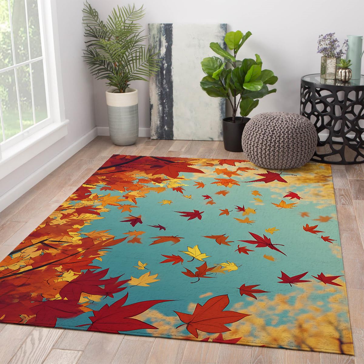 Tapis antidérapant et doux pour chambre ambiance automne chaleureuse