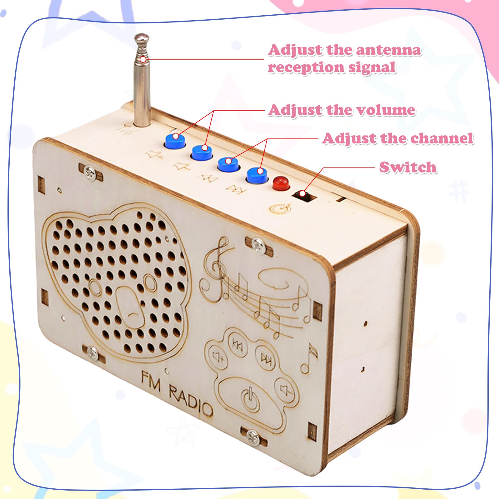 Kit Radio FM en Bois, Kit DIY Radio Bois Peut être Peint, Kit de Construction Radio FM en Bois, STEM Jouets Experiences Scientifiques Enfants, Cadeau