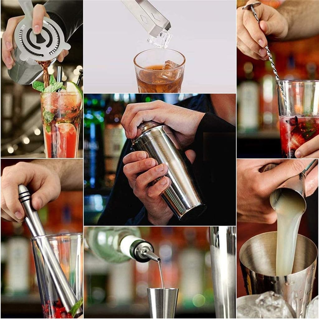15-piece Stainless Steel Boston Mixer Bar Milk Tea Shop Cocktail Shaker Cup