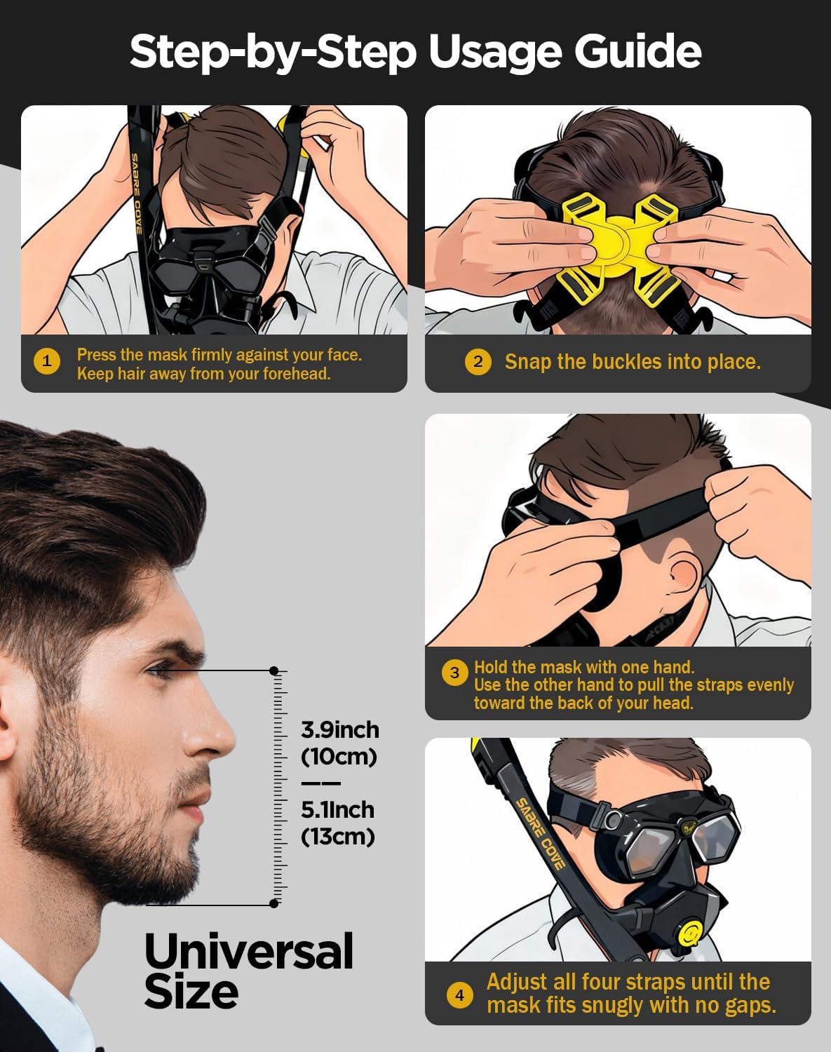 Full Face Snorkel Mask for Adults Teen, Snorkel Mask with Ear Equalization, Quick Release Anti-Leak and Anti-Fog with Mesh Bag for Snorkeling, Lightweight Diving Mask, Swimming, One Size - Image 4