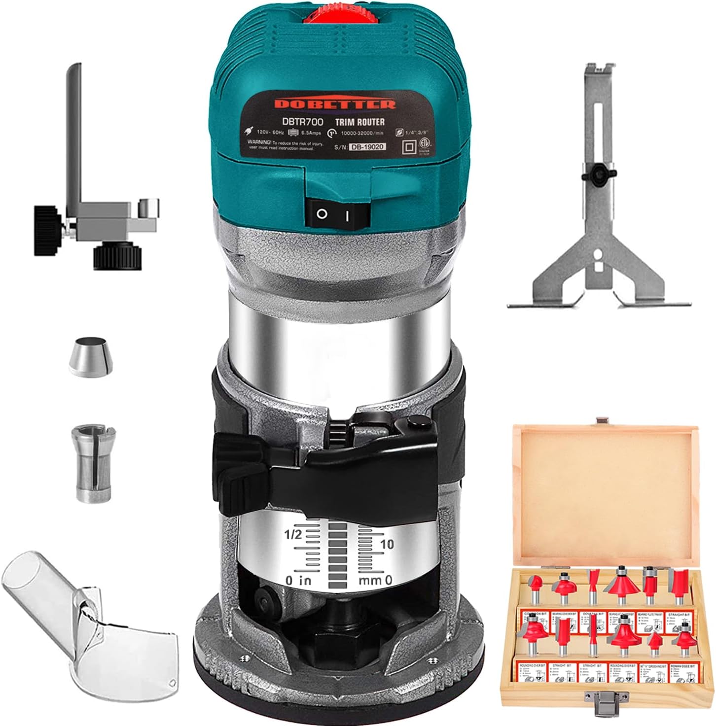 THINKWORK Compact Router, 6.5-Amp 1.25 HP Compact Wood Palm Router ...