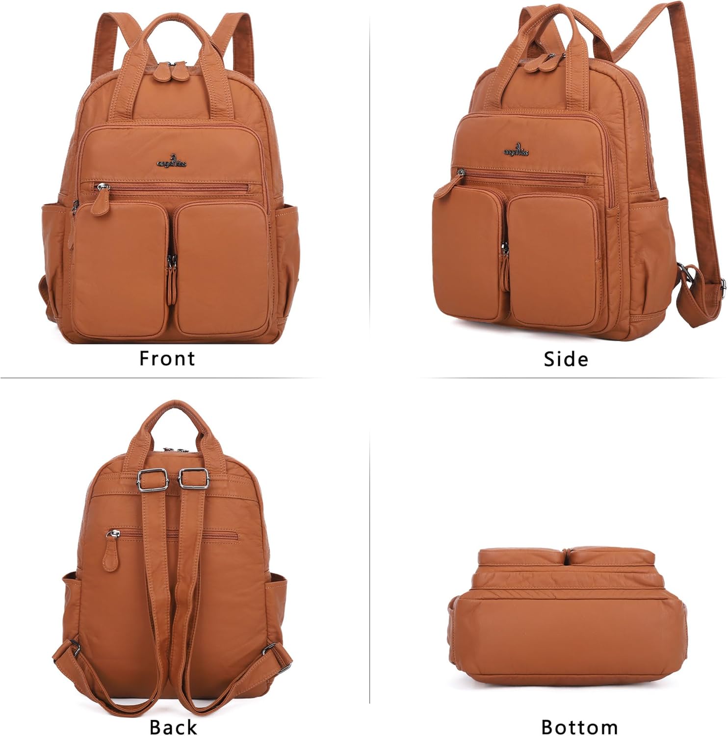 Angel Kiss Backpack Purse for Women Soft Washed Leather Multi Pocket Casual Travel Backpacks… - Image 4