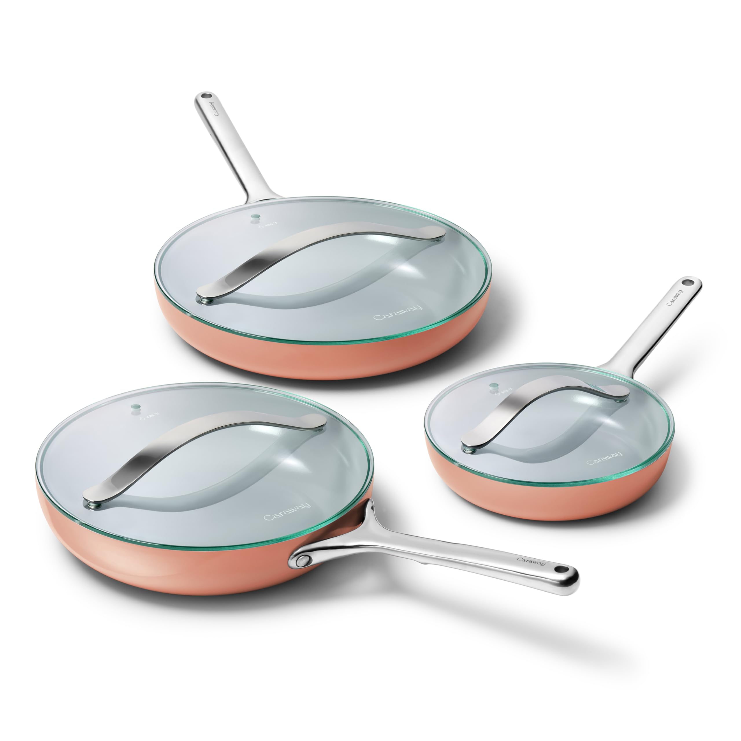 Carway Fry Pan Trio with Glass Lids, 6 Piece Set