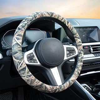 Mossy Oak Shadow Grass Blades Steering Wheel Cover Auto Steering Wheel Protector, Anti-Slip, Breathable, Absorbing Sweat, Universal Camo Car Accessories 14.5–15 inch,Fit for Most Car, Trucks, SUV