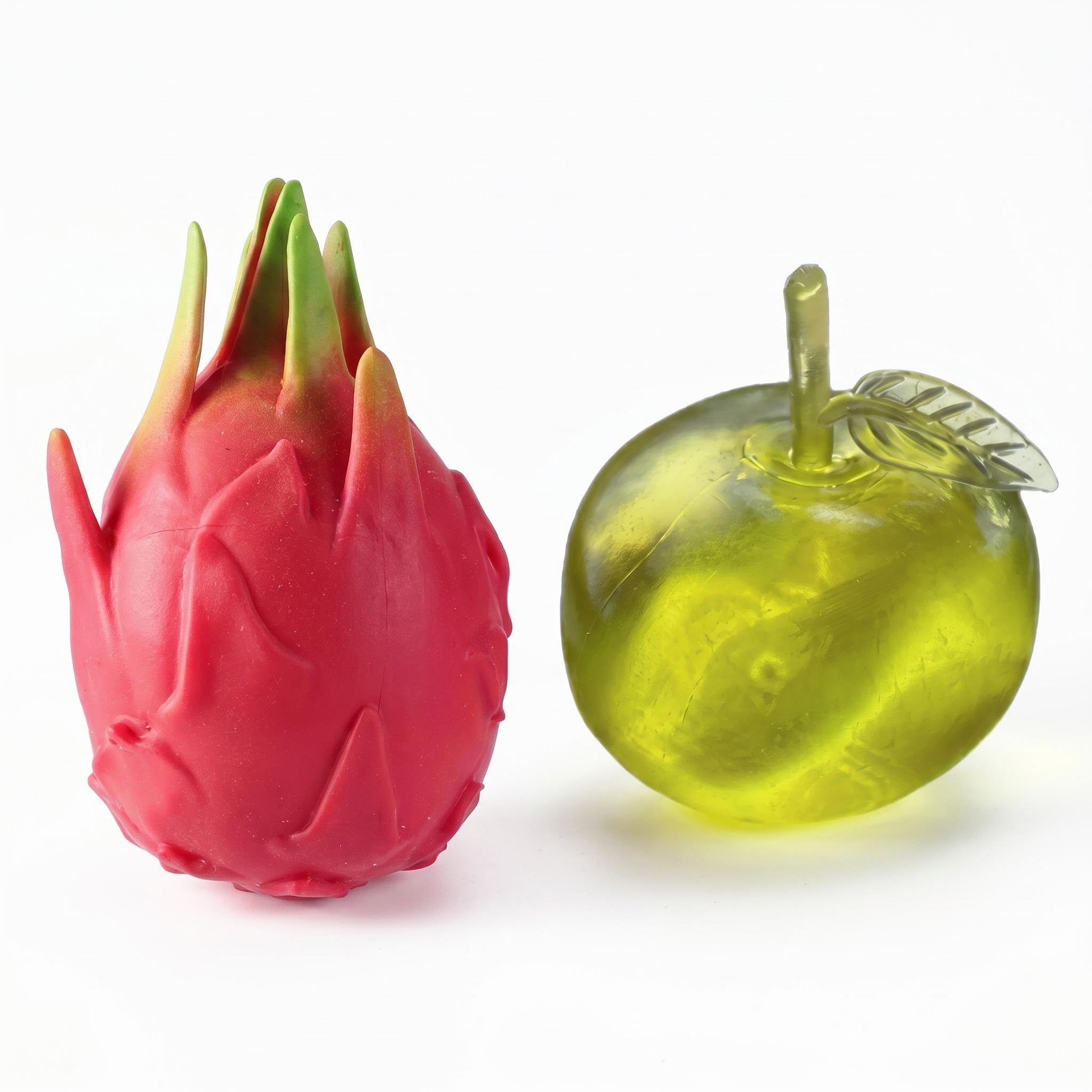 2 PCS Fruit Squishy Toys Set Realistic Dragon Fruit & Clear Green Apple Slow Rising Squishies Soft TPR Squeeze Fidget Toys for Stress Anxiety Relief Cute Desk Decor Sensory Toys for Adults Office Home