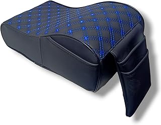Assafco Pu Leather Car Armrest Cushion Soft Foam for Center Console BLACK WI BLUE