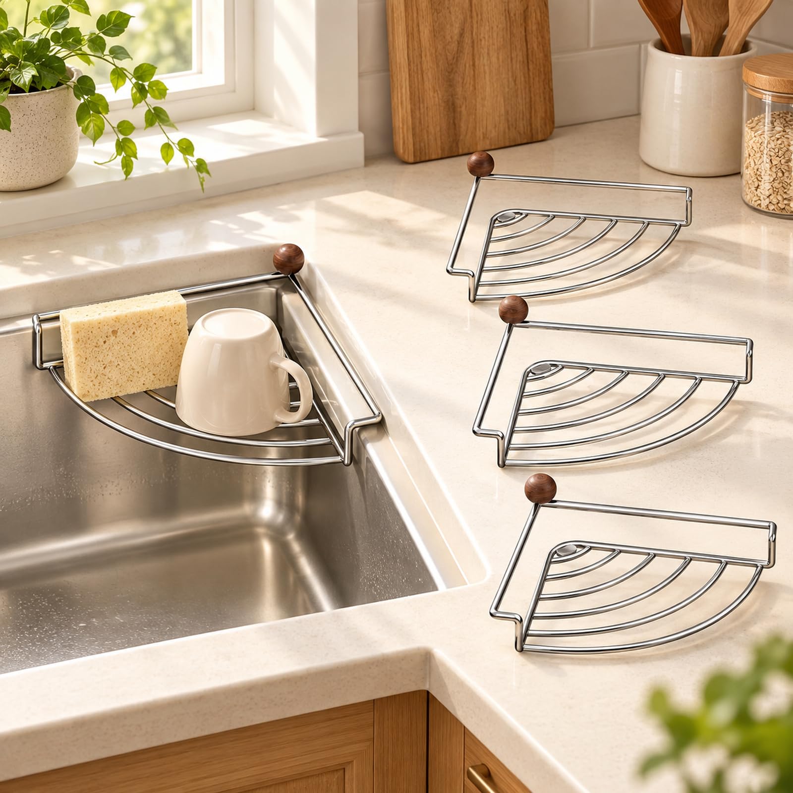 Organisateur d ' angle d ' évier triangulaire pour fournitures, 6sets