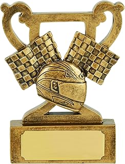 SilverTrophy : Motorsport Racing Mini Cup Trophy Award - Racing Party Prize, F1 Events, Mécaniques, Ingénieurs, Drapeau à damier, Casque, Go Kart Raceway, Fête d'enfants.