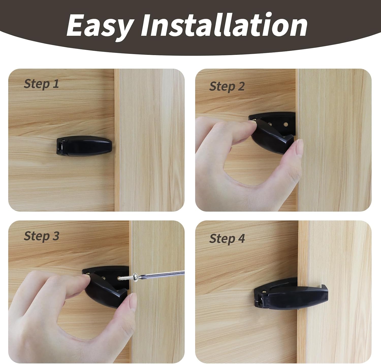 4Pcs 2.52" RV Baggage Door Catch Camper Trailer Storage Door Latch Hook,RV Door Holder Baggage Compartments and Doors Open,Black