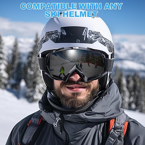Miniatura 3 de VSIFEHSO Gafas de esquí ligeras para snowboard, con visión amplia, protección UV, compatible con casco, gafas de nieve para hombres y mujeres, gafas