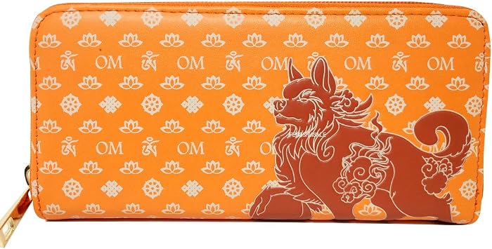 fengshuisale Feng Shui Lucky Fu Dog Wallet (BROWN) W Red String Bracelet (thick)