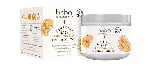 Babo Botanicals Sensitive Baby - Ungüento curativo totalmente natural sin fragancia, 99% orgánico y 1% de avena coloidal, sin esteroides,