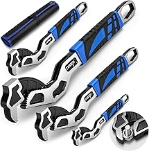 DISEN Self Adjusting Pipe Wrench,6”, 8”, 10”, 12” Multifunctional Self Locking Wrench Set, Self Adjustable Wrench Plumbing Tools for Pipe Fittings and Nuts, Chromium Vanadium Steel
