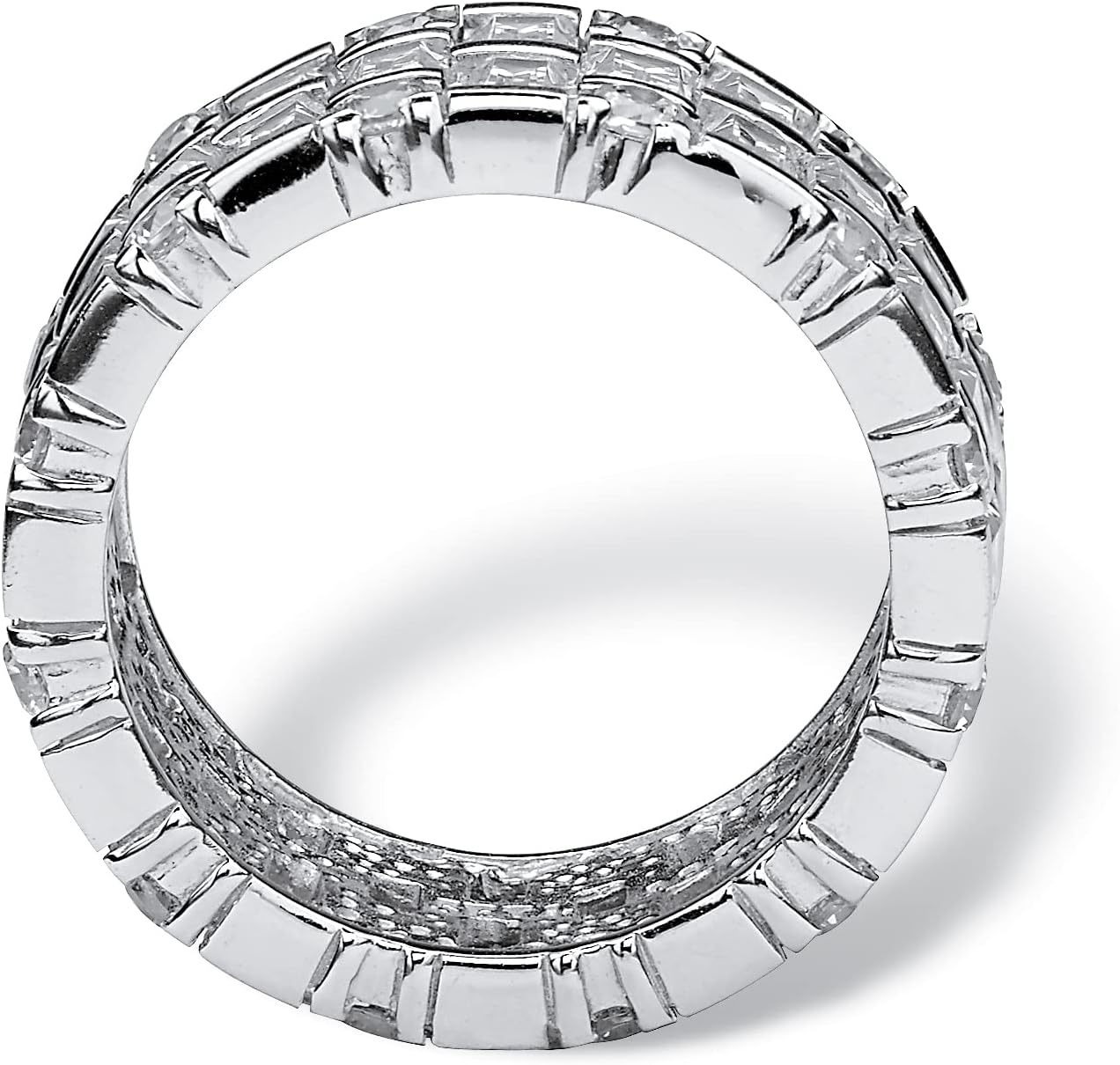 PalmBeach Platinum-plated Sterling Silver Baguette Cubic Zirconia Bridal Eternity Ring Sizes 6-10